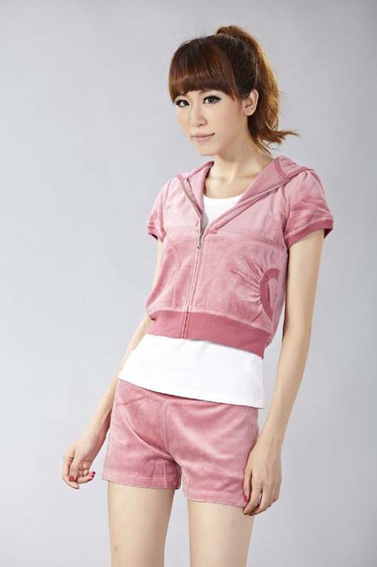 Juicy Couture Pearl Velour Short Tracksuits Coral